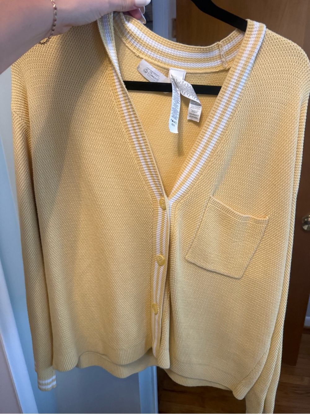 Alo Yoga Yellow Women's Knit Cardigan Sweater with Pocket